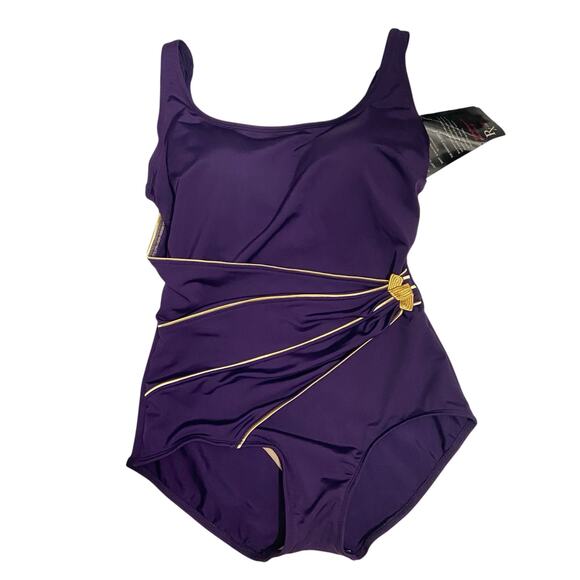 Roxanne Bra Sized Swimwear Purple One Piece Vintage Size 36D - Picture 1 of 13